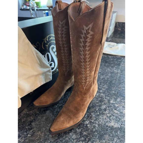 KEMO SABE GRIT COGNAC FOX SUEDE JENNY$1295 NWB Sz 9.5 Ladies Cowboy Boots - Picture 2 of 16